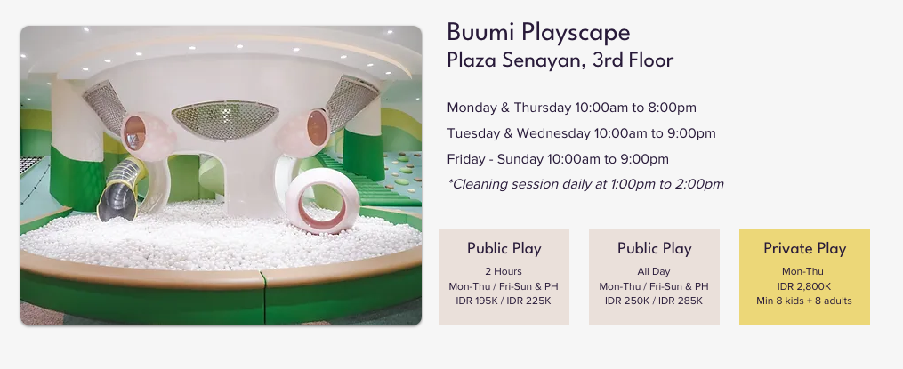 Buumi Plaza Senayan Pricing